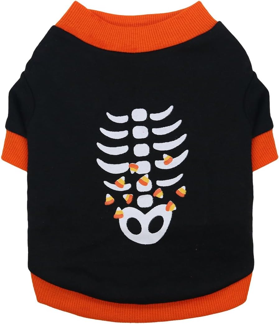 KFX-5631165 Lightweight Halloween Skeleton Costume Sweatshirt for Dogs and Cats - Perfect for Parties and Outdoor Fun
