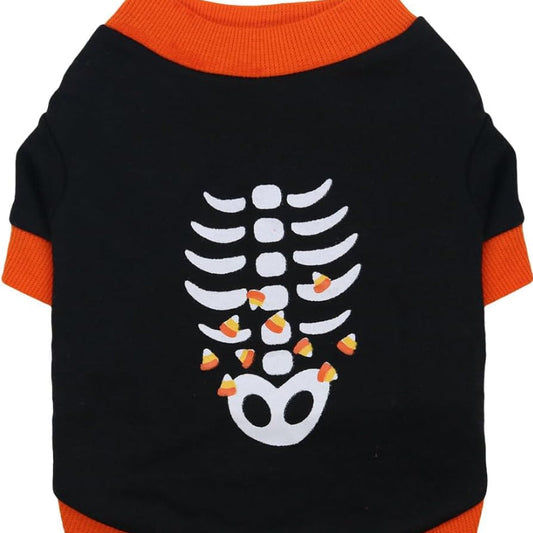 KFX-5631165 Lightweight Halloween Skeleton Costume Sweatshirt for Dogs and Cats - Perfect for Parties and Outdoor Fun