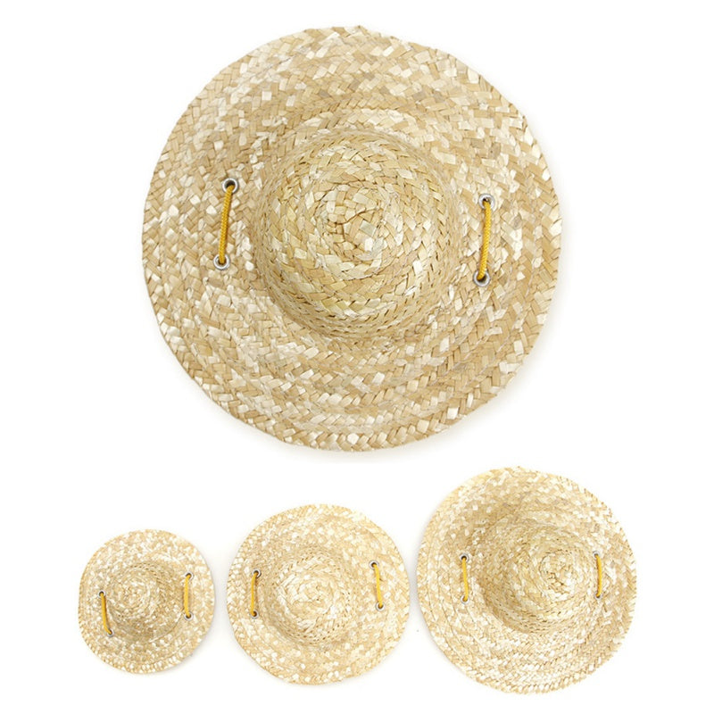 KFX-5631933 Stylish Woven Straw Hat for Dogs - Adjustable, Breathable, and Comfortable Design