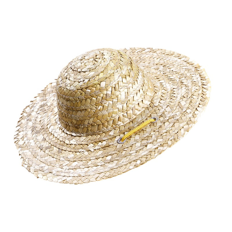 KFX-5631933 Stylish Woven Straw Hat for Dogs - Adjustable, Breathable, and Comfortable Design