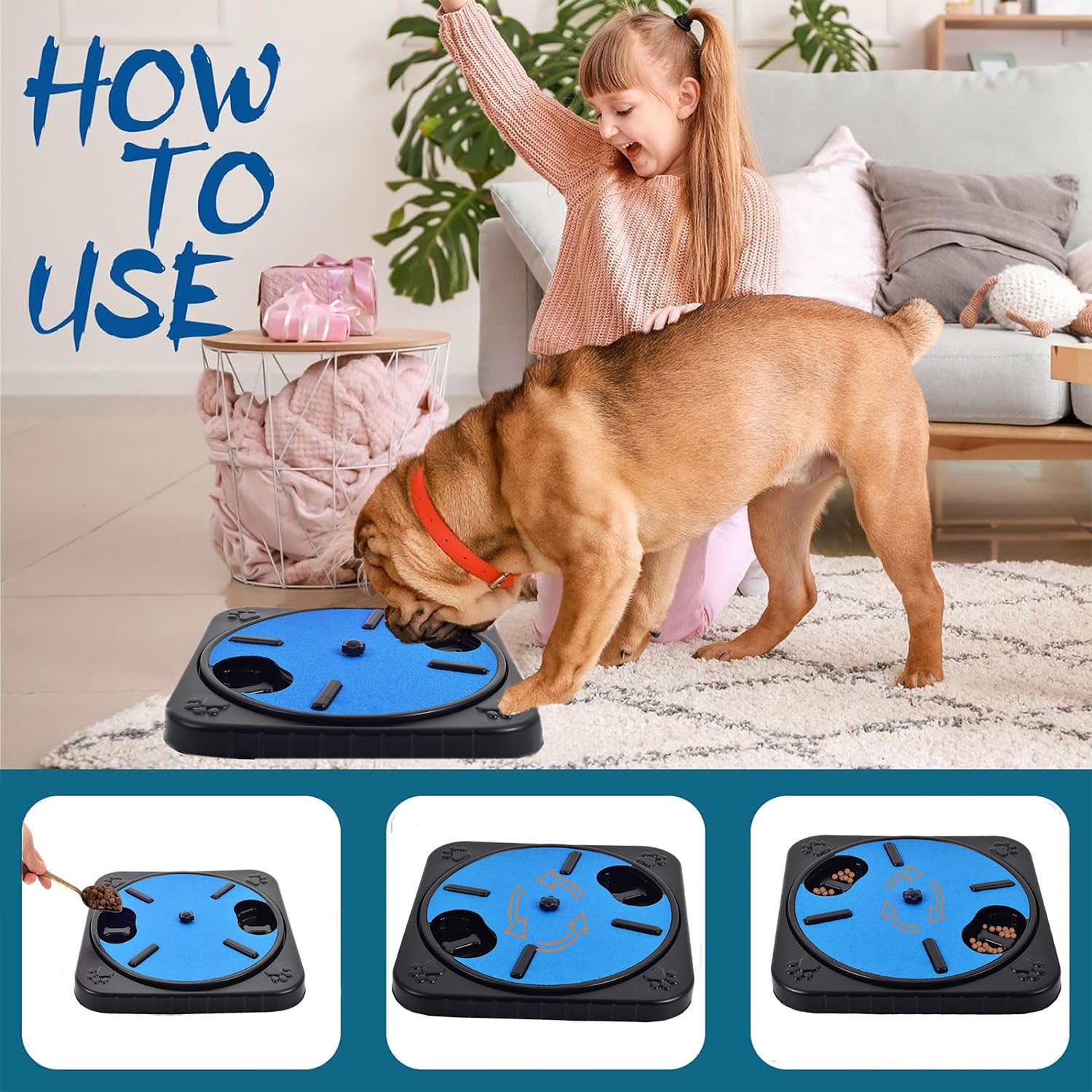 KFX-5632189 Dog Scratching and Slow-Feeding Board with Nail File and Interactive Toy