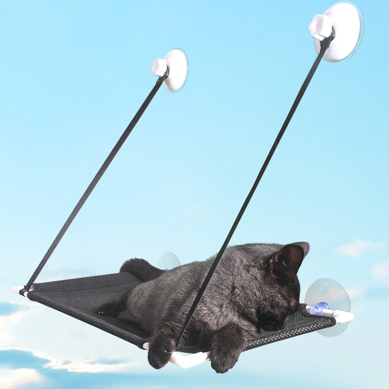 KFX-5632957 Double Layer Mesh Cat Hammock for Hanging Pet Nest - Gray and Black Options