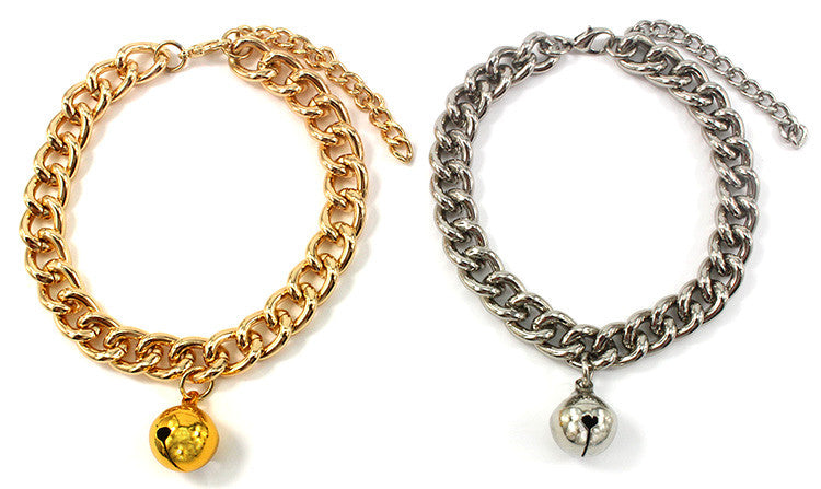 KFX-5633341 Monochrome Aluminum Dog Collar in Silver or Gold - Hip Hop Style, Size S/M