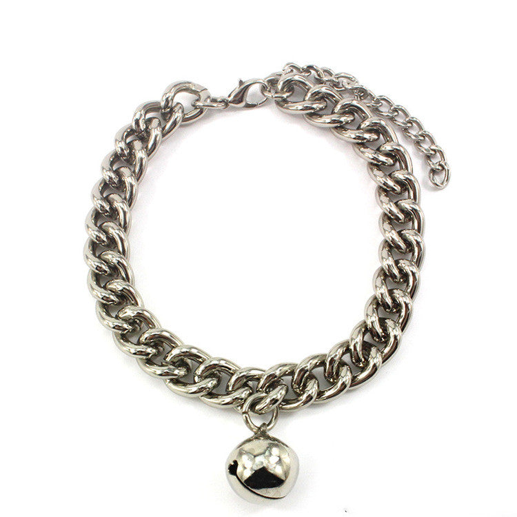 KFX-5633341 Monochrome Aluminum Dog Collar in Silver or Gold - Hip Hop Style, Size S/M