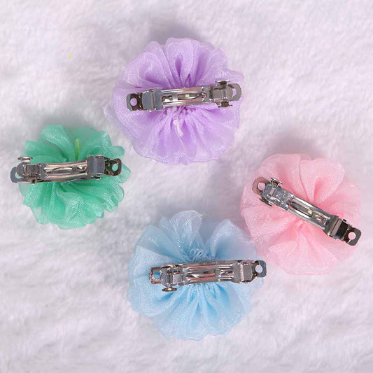 KFX-5633597 Cute Organza Bubble Hairpin for Pets – Available in Pink, Green, Purple, and Blue, 4-5cm Diameter