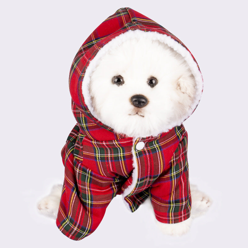 KFX-5636413 Plaid Dog Hooded Sweater in Multiple Colors for Pets