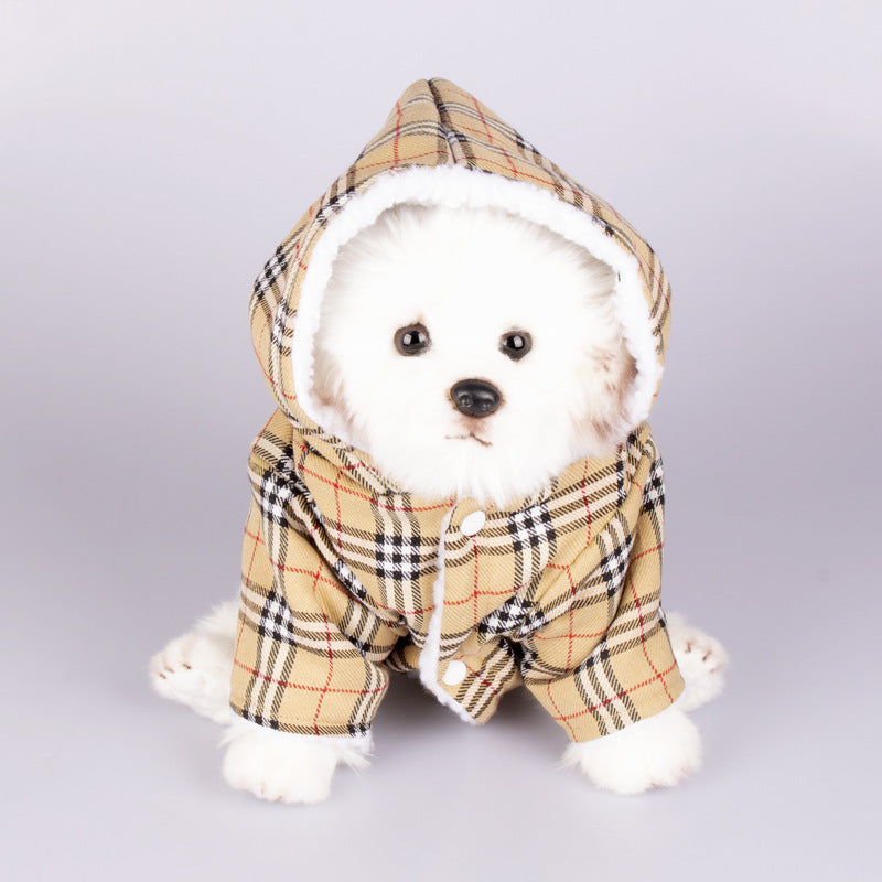 KFX-5636413 Plaid Dog Hooded Sweater in Multiple Colors for Pets