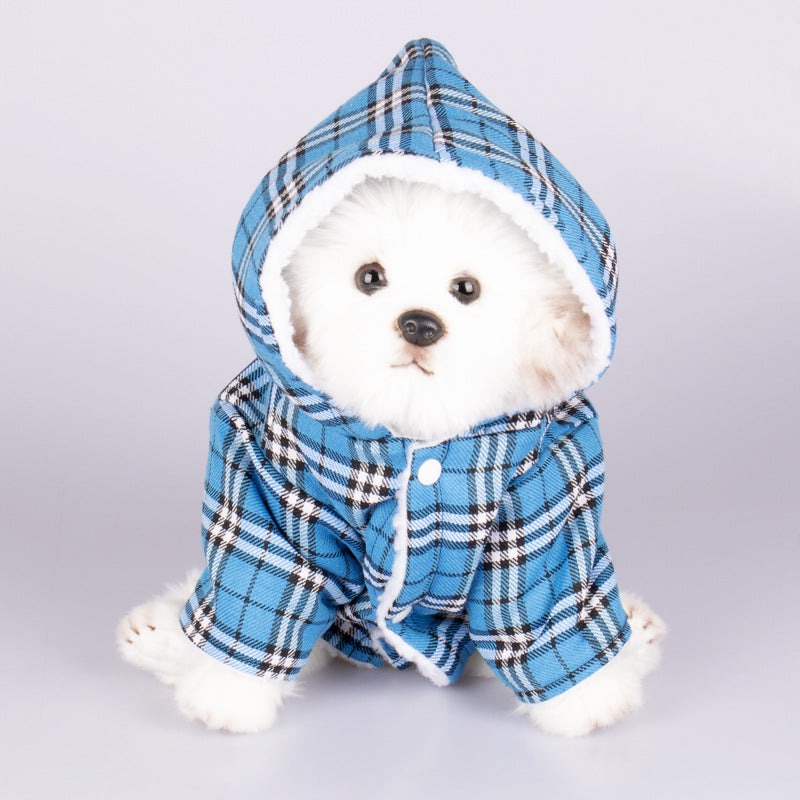 KFX-5636413 Plaid Dog Hooded Sweater in Multiple Colors for Pets