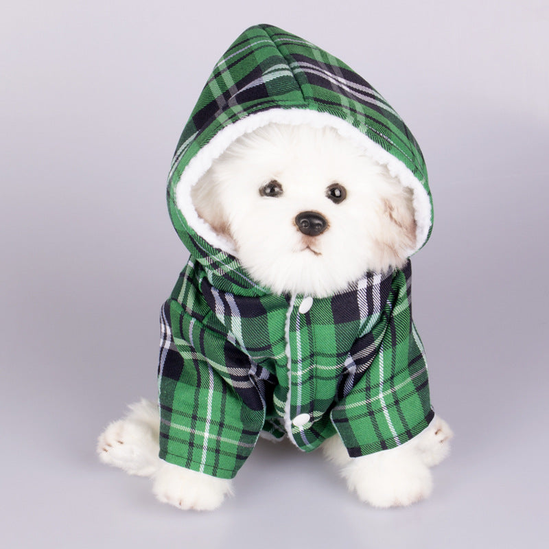 KFX-5636413 Plaid Dog Hooded Sweater in Multiple Colors for Pets