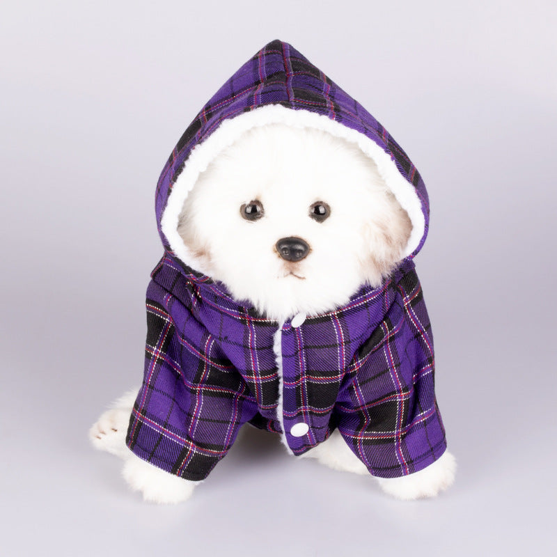 KFX-5636413 Plaid Dog Hooded Sweater in Multiple Colors for Pets