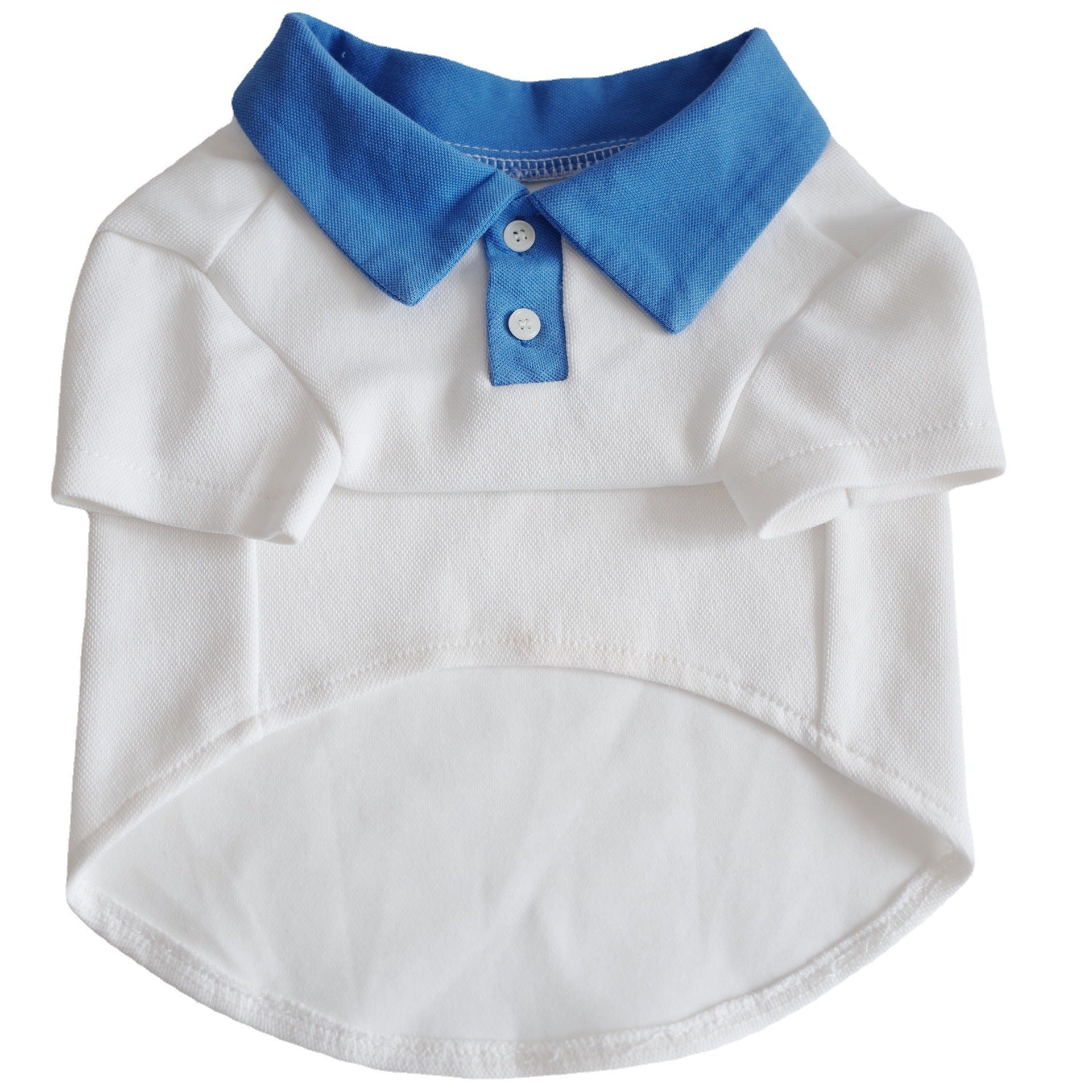 KFX-5637693 Plus Size Colorblock Dog Polo Shirt for Autumn and Winter, Casual Style in Blue and White