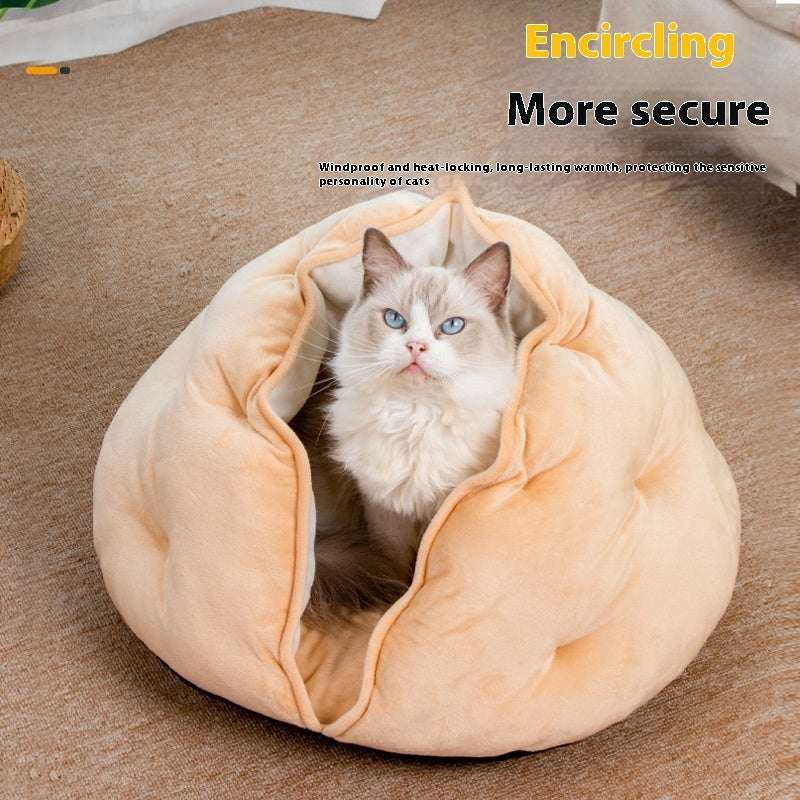KFX-5640381 Breathable Dumpling Cat Nest for All Seasons – Soft Plush Pet Bed, 50*30 cm