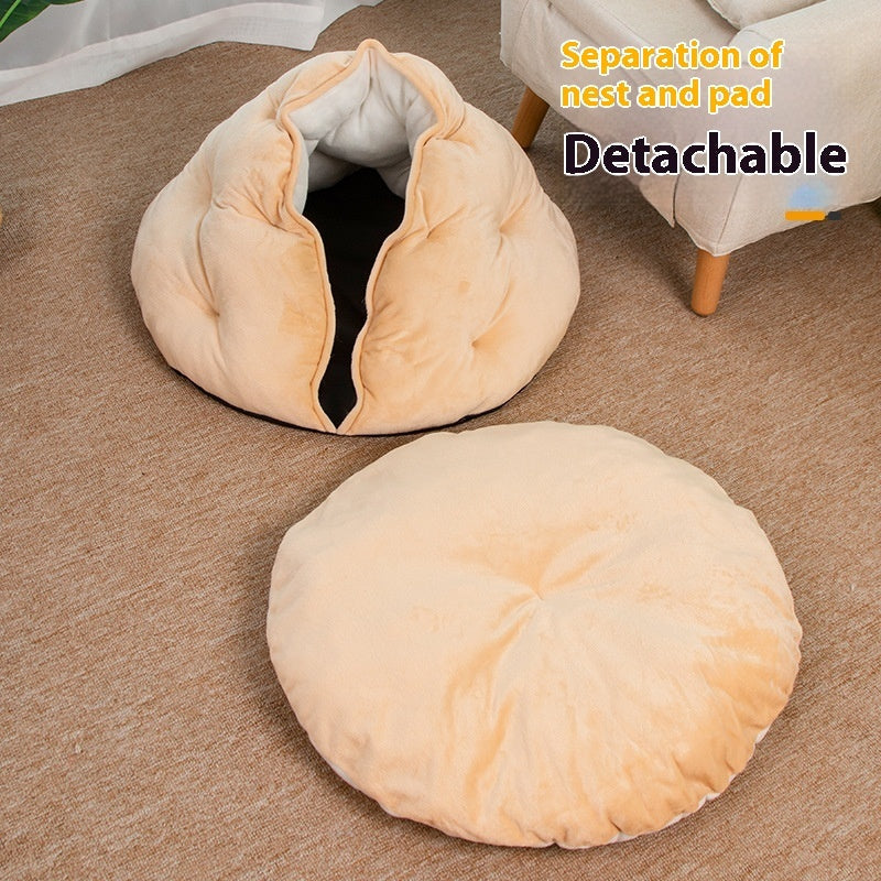 KFX-5640381 Breathable Dumpling Cat Nest for All Seasons – Soft Plush Pet Bed, 50*30 cm