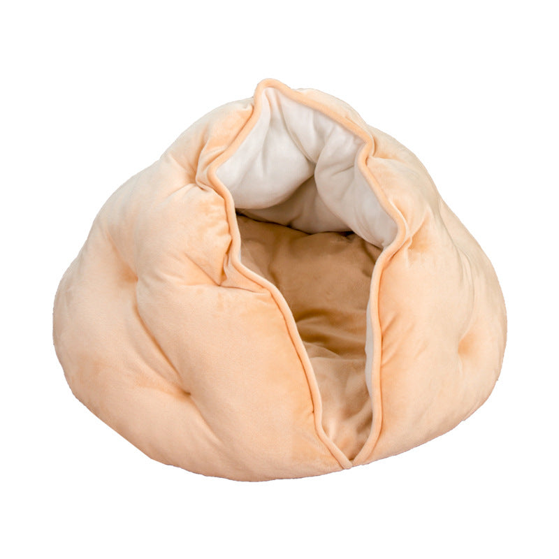 KFX-5640381 Breathable Dumpling Cat Nest for All Seasons – Soft Plush Pet Bed, 50*30 cm