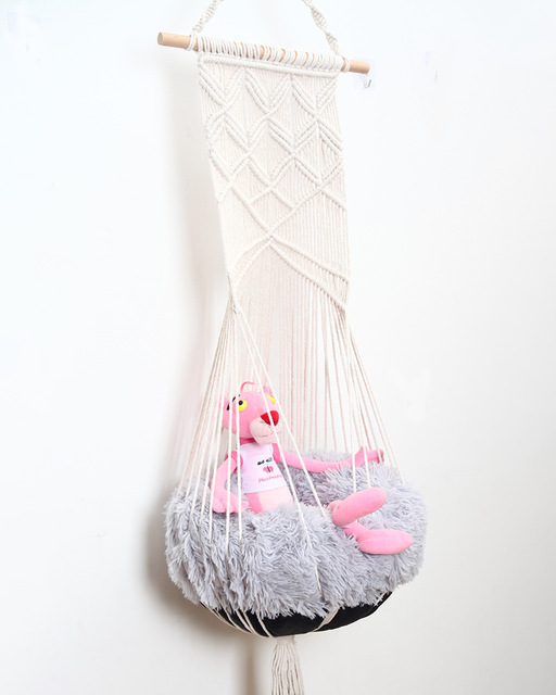 KFX-5640765 Handmade Macrame Pet Swing Cage for Indoor and Outdoor Use, Ideal for Bedrooms and Living Spaces