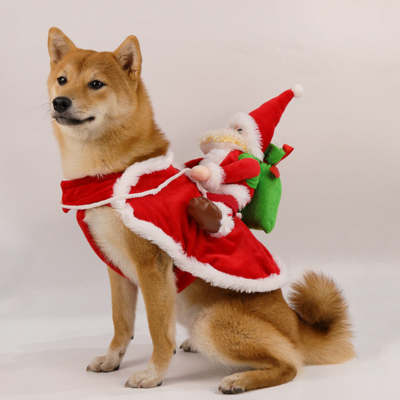 KFX-5641277 Santa Claus Pet Riding Outfit - Polyester Dog Clothing in Sizes S, M, L, XL