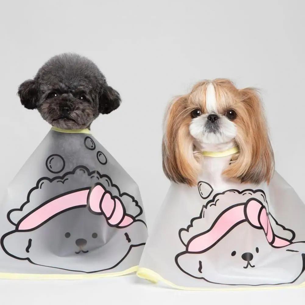 KFX-5641661 Adjustable Waterproof Pet Haircut Cape with Cartoon Print for Grooming and Protection