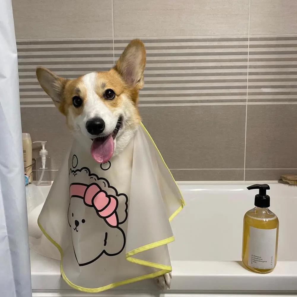 KFX-5641661 Adjustable Waterproof Pet Haircut Cape with Cartoon Print for Grooming and Protection