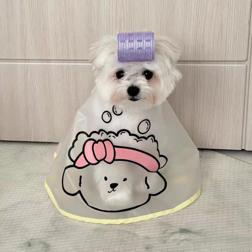 KFX-5641661 Adjustable Waterproof Pet Haircut Cape with Cartoon Print for Grooming and Protection