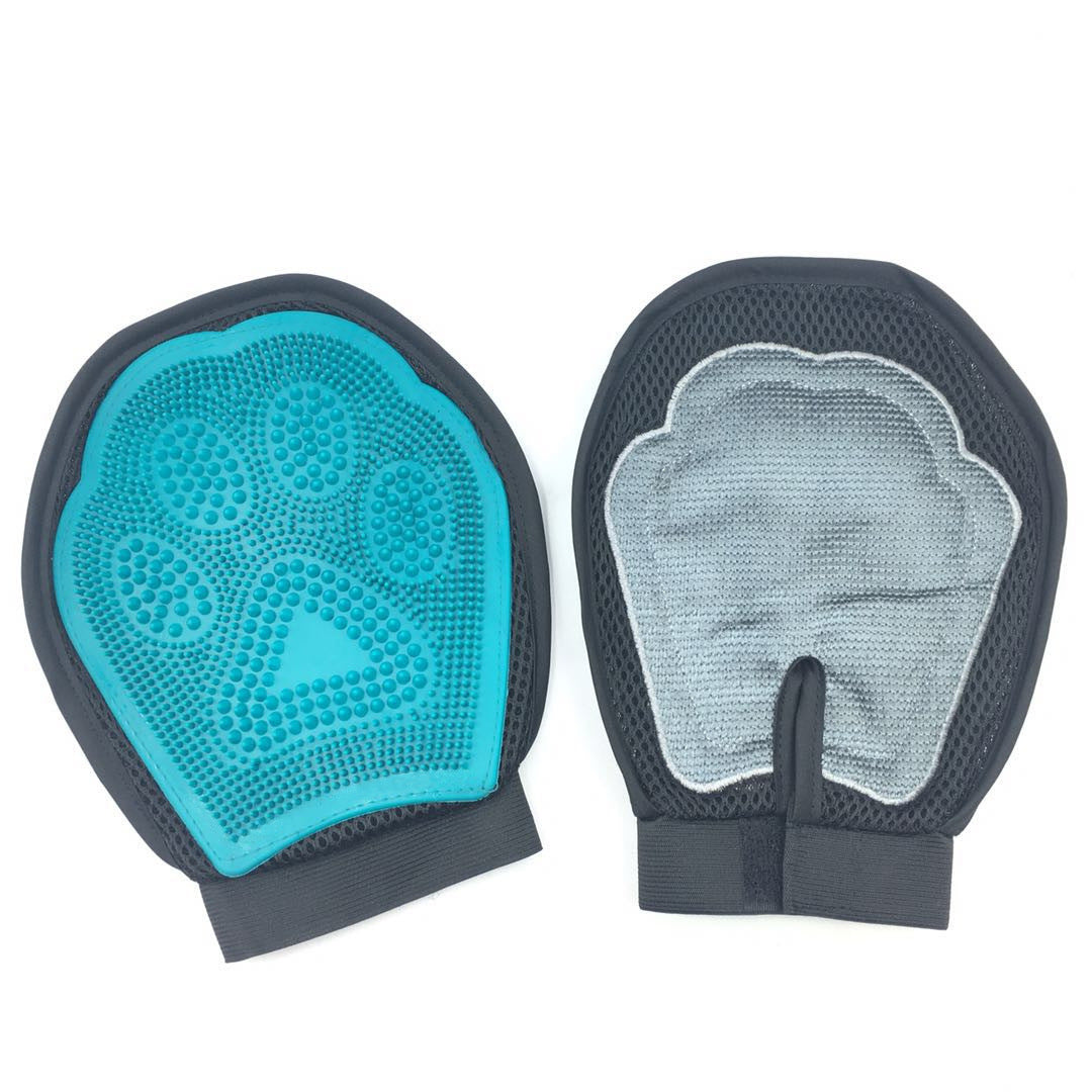 KFX-5642685 Two-in-One Pet Bath and Massage Brush with De-floating Gloves