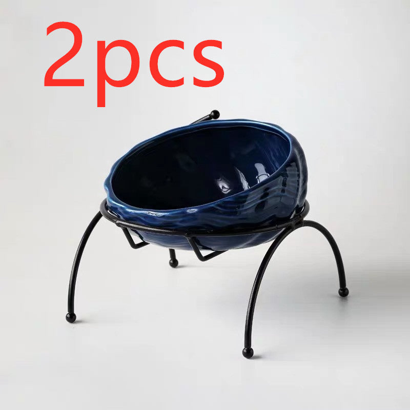 KFX-5643069 Ceramic Pet Bowl with Rack for Cats and Dogs