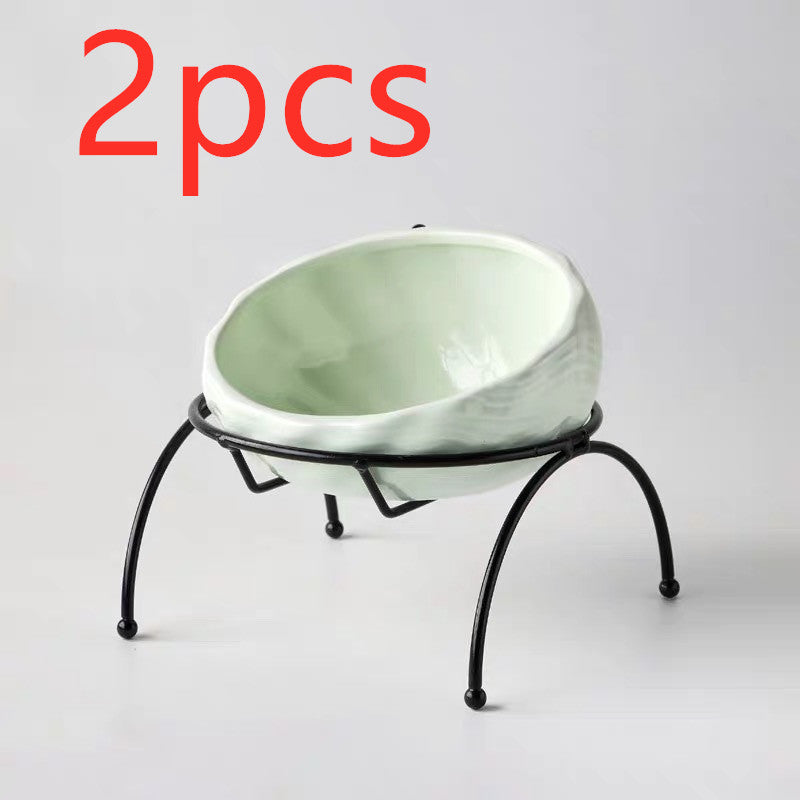 KFX-5643069 Ceramic Pet Bowl with Rack for Cats and Dogs