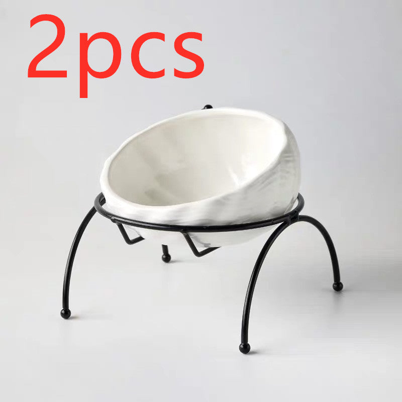 KFX-5643069 Ceramic Pet Bowl with Rack for Cats and Dogs