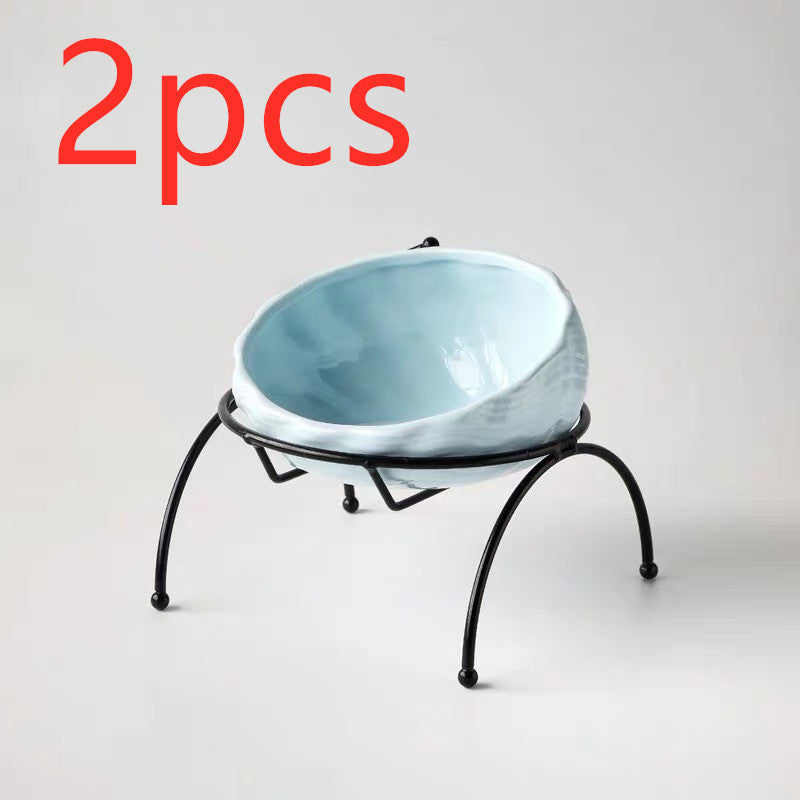 KFX-5643069 Ceramic Pet Bowl with Rack for Cats and Dogs