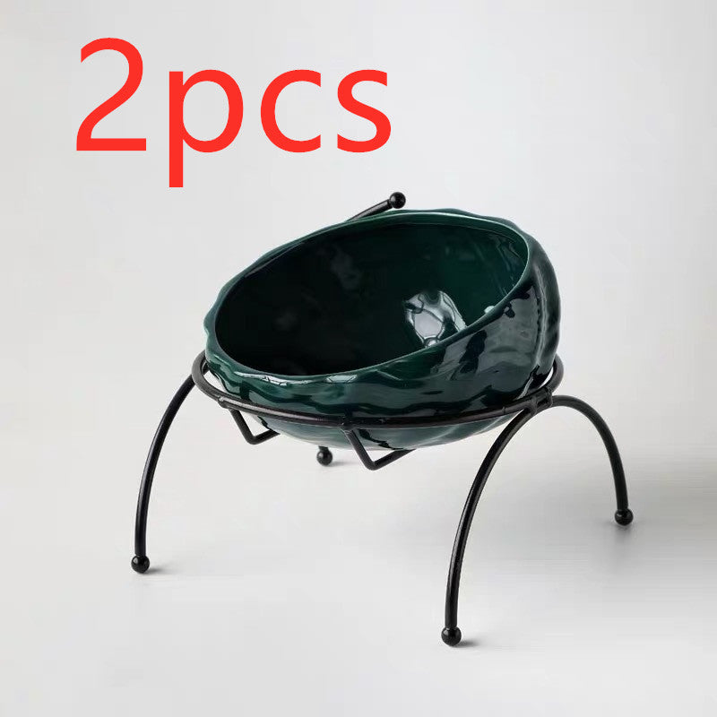 KFX-5643069 Ceramic Pet Bowl with Rack for Cats and Dogs