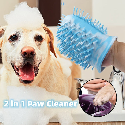 KFX-5644733 2 in 1 Pet Paw Cleaning Cup with Silicone Brush for Dogs and Cats - Portable Foot Washer and Grooming Tool