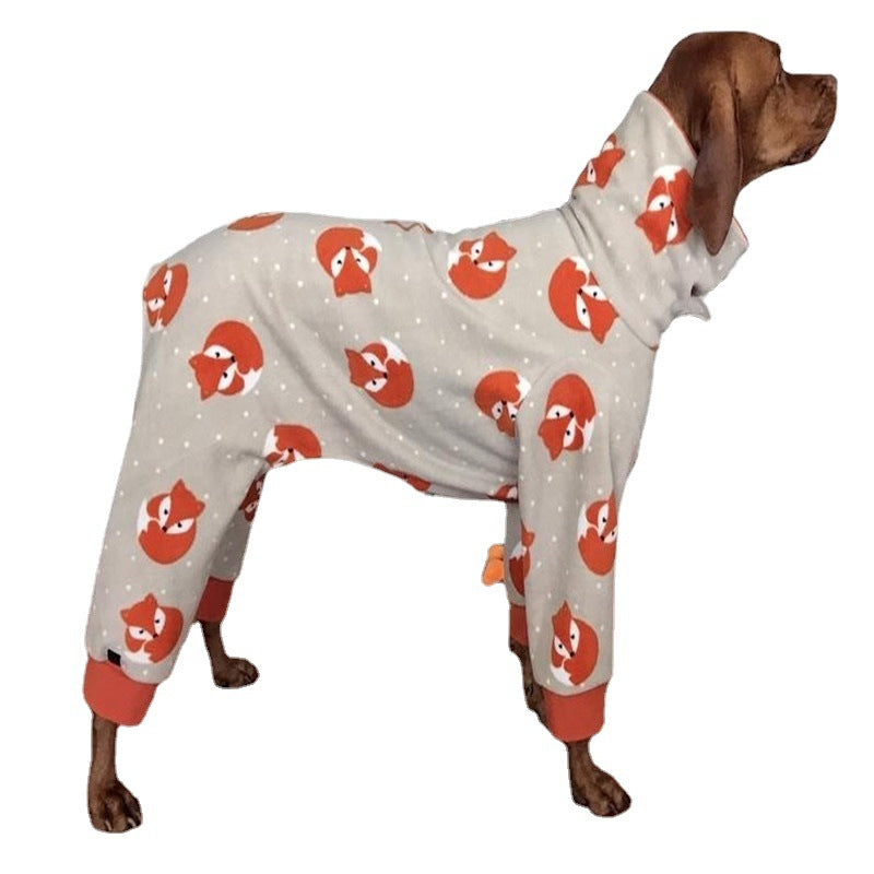 KFX-5645245 Soft and Comfortable High Collar Four-Legged Pet Clothing in Blue, Orange, and Gray