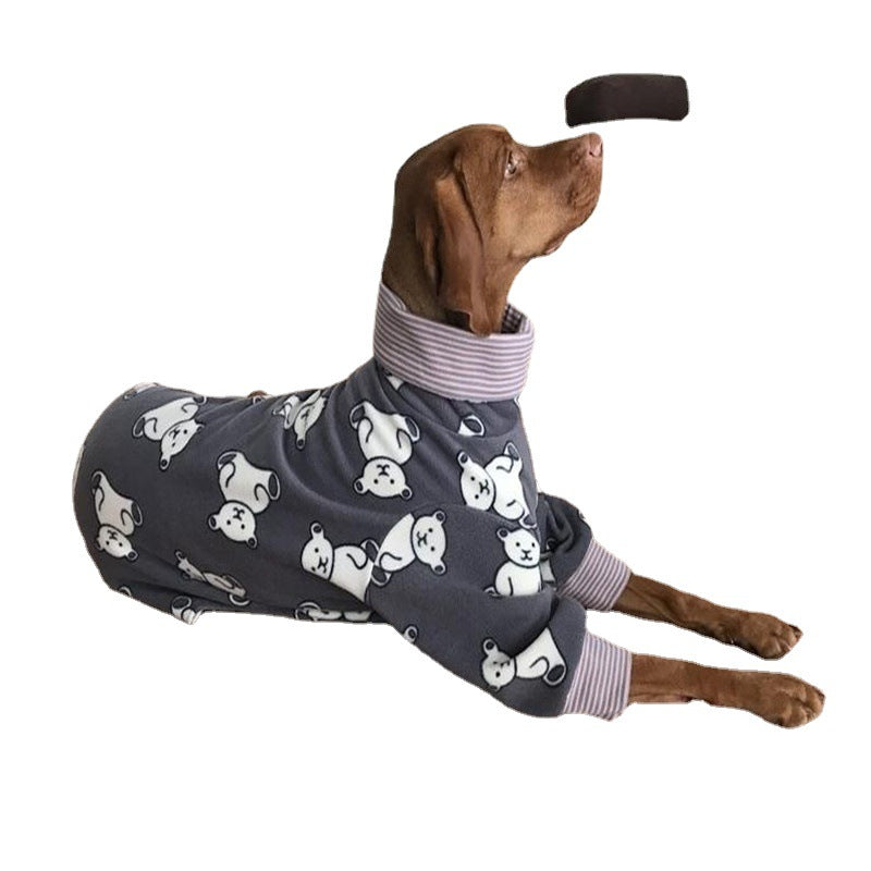 KFX-5645245 Soft and Comfortable High Collar Four-Legged Pet Clothing in Blue, Orange, and Gray