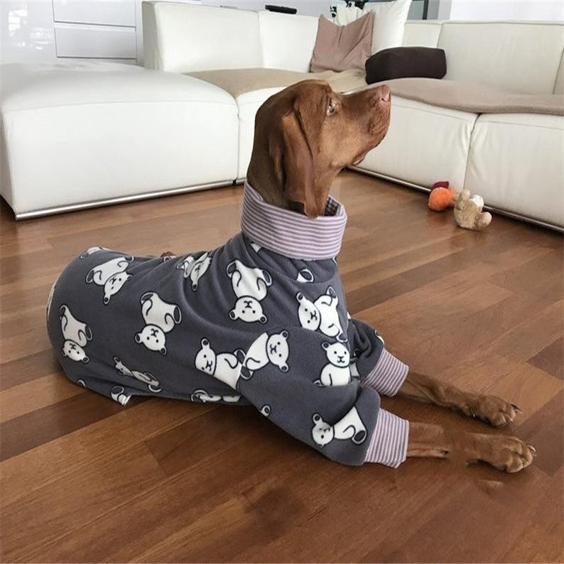 KFX-5645245 Soft and Comfortable High Collar Four-Legged Pet Clothing in Blue, Orange, and Gray