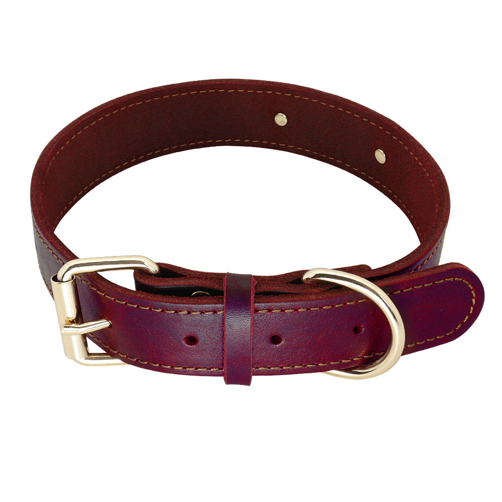 KFX-5648701 Personalized Cowhide Dog Collar with Nameplate ID Tag for Medium to Large Dogs