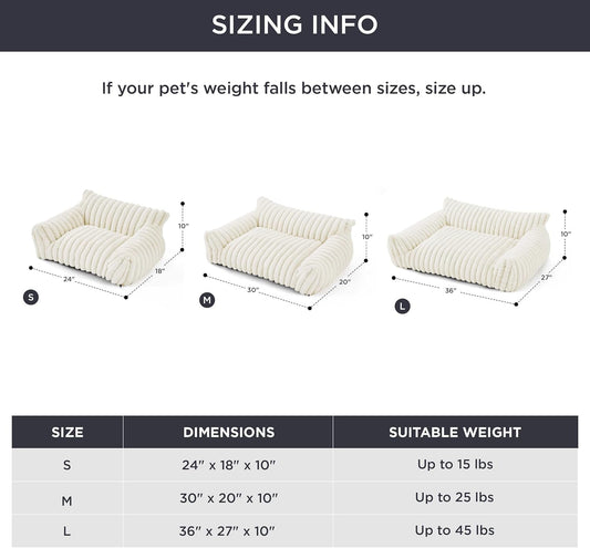 KFX-5650109 Fluffy Cat Couch Bed for Pets - Soft Corduroy Fleece with Supportive Three-Sided Design