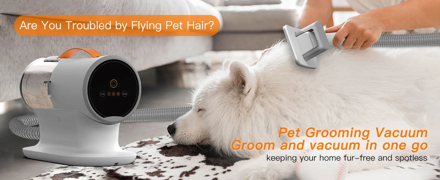 KFX-565011 Professional Grooming Kit for Cats with 5 Interchangeable Brushes, Detangling Comb, and Eco-friendly Chargeable Hair Remover