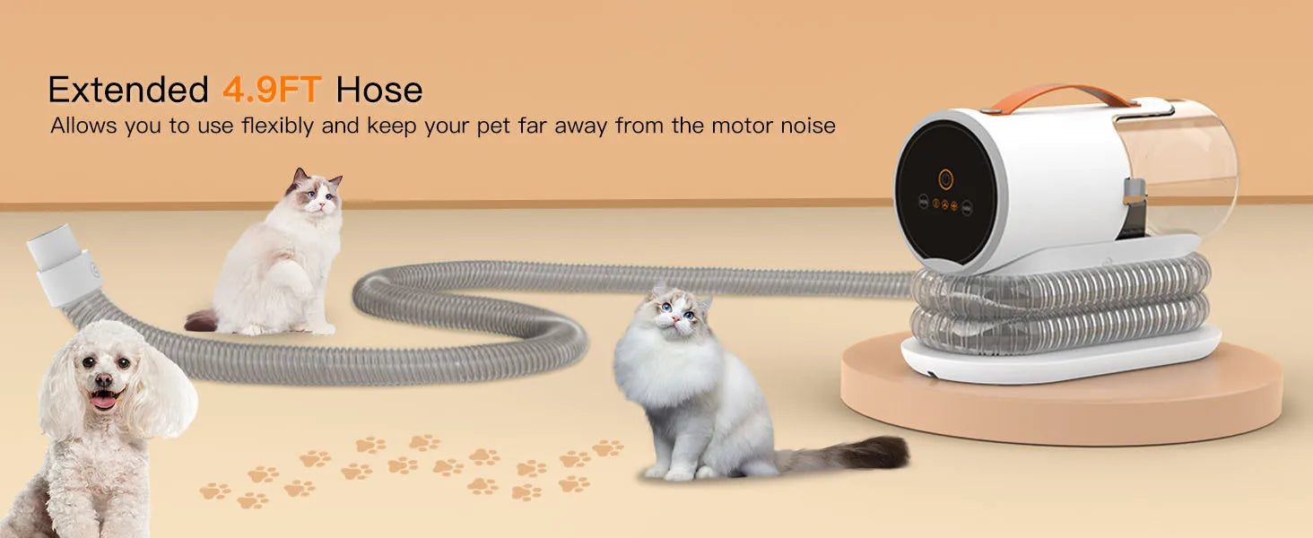 KFX-565011 Professional Grooming Kit for Cats with 5 Interchangeable Brushes, Detangling Comb, and Eco-friendly Chargeable Hair Remover