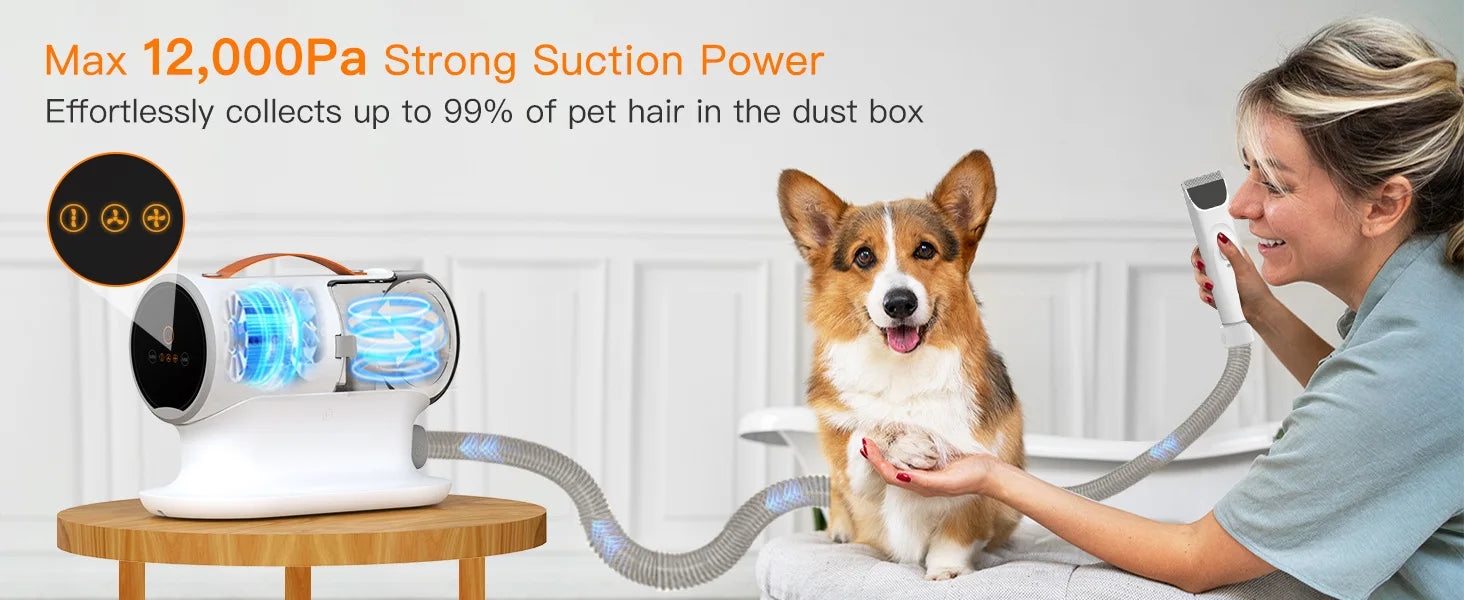 KFX-565011 Professional Grooming Kit for Cats with 5 Interchangeable Brushes, Detangling Comb, and Eco-friendly Chargeable Hair Remover