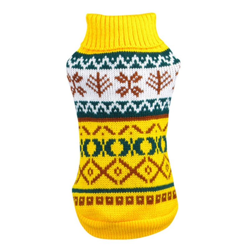 KFX-5650621 Geometric Diamond Plaid Acrylic Sweater for Pets in Yellow, Green, Gray, Light Pink