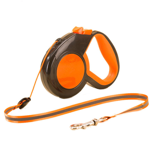 KFX-5652413 Reflective Automatic Dog Leash with Ergonomic Handle - Fluorescent Colors and Multiple Sizes Available