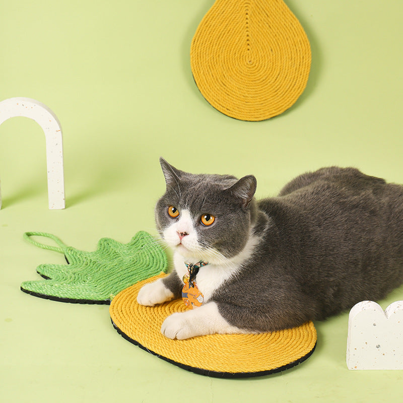 KFX-5654461 Sisal Rope Cat Scratch Pad - Pineapple and Chicken Drumstick Design, Multi-Purpose Claw Grinding Mat