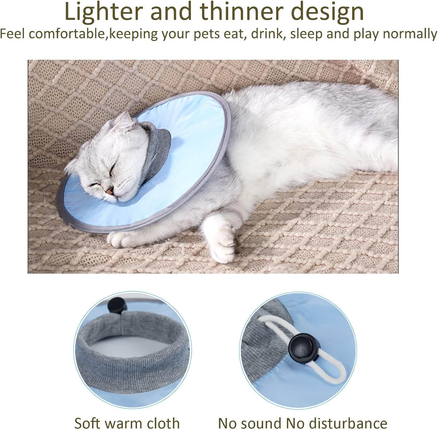 KFX-5654589 Waterproof Adjustable Cat Recovery Collar - Lightweight Protective Cone for Wound Healing