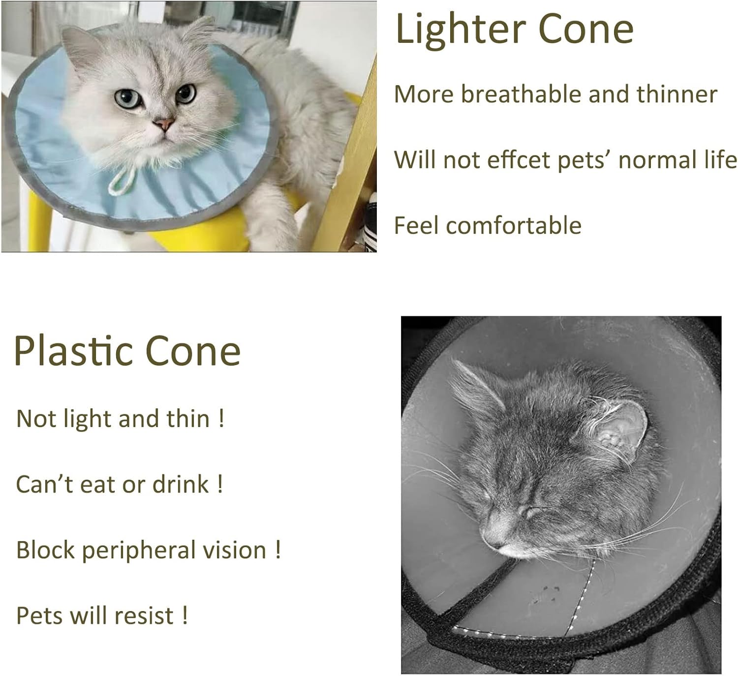 KFX-5654589 Waterproof Adjustable Cat Recovery Collar - Lightweight Protective Cone for Wound Healing