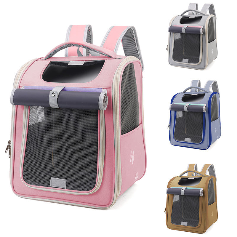 KFX-5654845 Large Capacity Breathable Pet Bag in Milky White, Pink, Blue, and Khaki - Oxford Cloth with Steel Wire Support