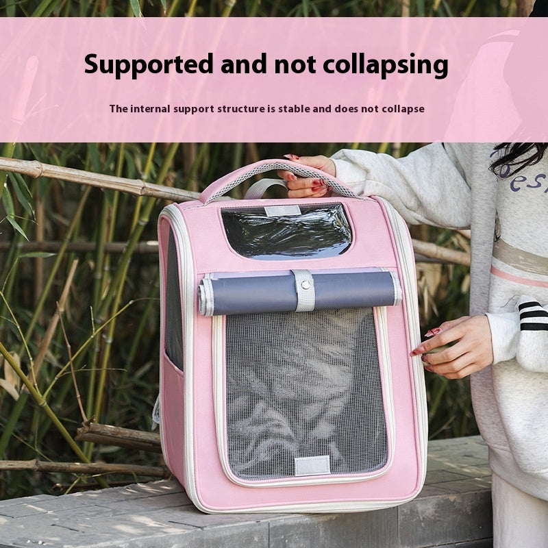 KFX-5654845 Large Capacity Breathable Pet Bag in Milky White, Pink, Blue, and Khaki - Oxford Cloth with Steel Wire Support