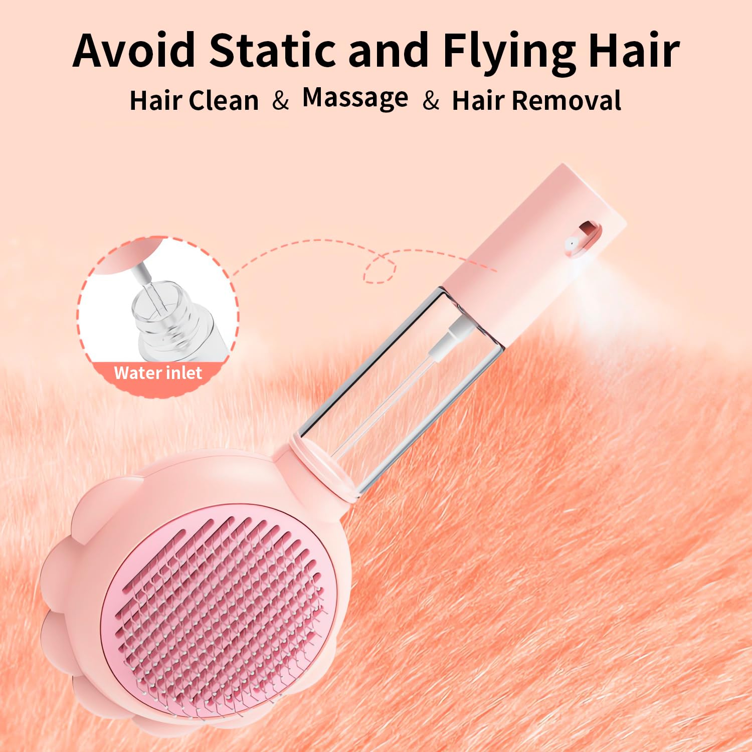 KFX-5655869 Self-Cleaning 3-in-1 Cat Brush with Spray Function for Shedding and Grooming