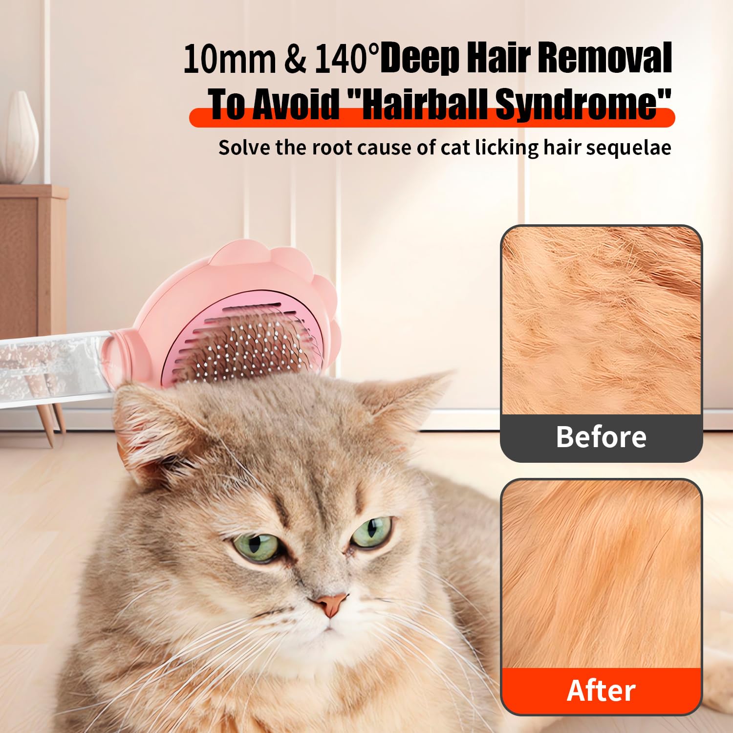 KFX-5655869 Self-Cleaning 3-in-1 Cat Brush with Spray Function for Shedding and Grooming