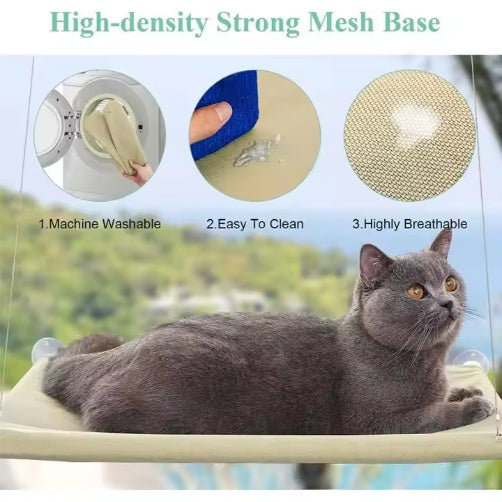 KFX-5657021 Washable Window-Mounted Cat Hammock Seat for Comfortable Lounging and Relaxation