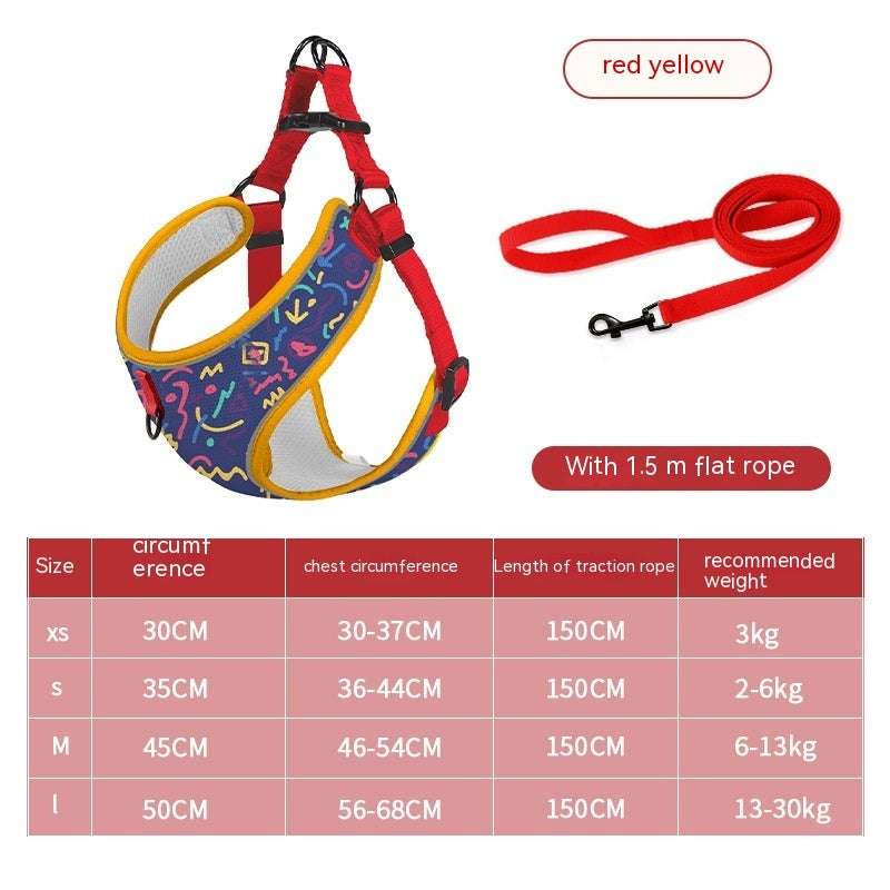 KFX-5657661 Reflective Mesh Vest-style Dog Harness with Leash - Multiple Colors Available