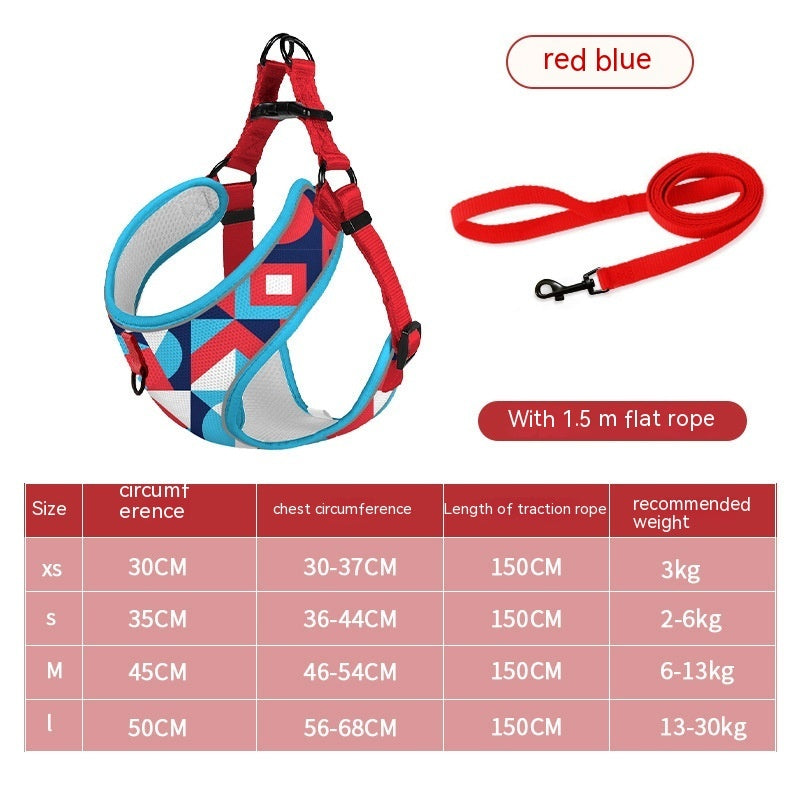 KFX-5657661 Reflective Mesh Vest-style Dog Harness with Leash - Multiple Colors Available